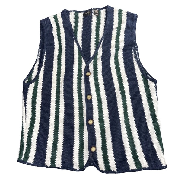 Structure Other - Vintage STRUCTURE Cardigan Knit Baja Sweater Vest Mens XL Multicolor Stripes